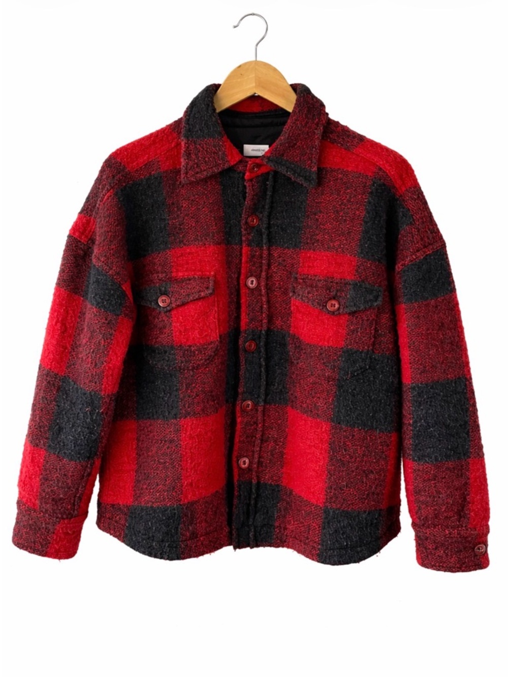 Anine Bing Red and Black Plaid Jacket